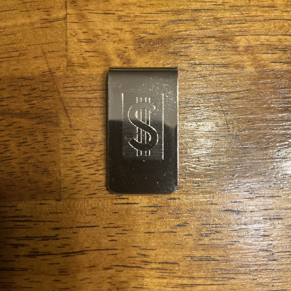Silver Toned Money Clip w/Dollar Sign Monogram